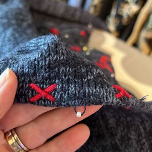 Designers Studio Blue Ramie organic linen and Cotton Snowman Sweater Size XL - Picture 15 of 16